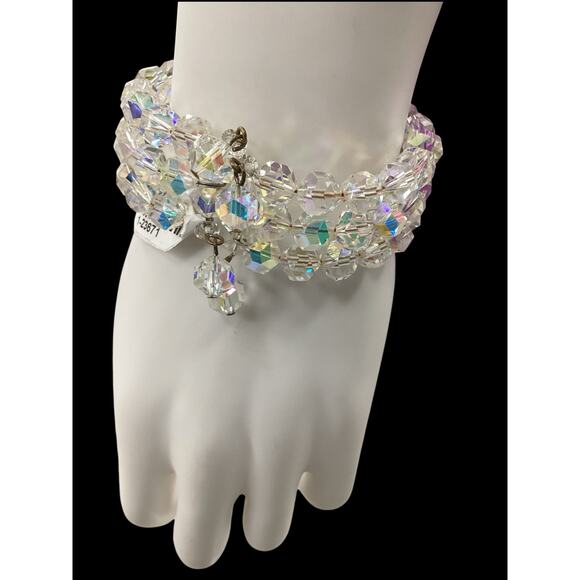 VTG Bracelet Women’s 1 Size Crystal Beads Wrap Around Type 3 Strands Iridescent - Picture 5 of 5